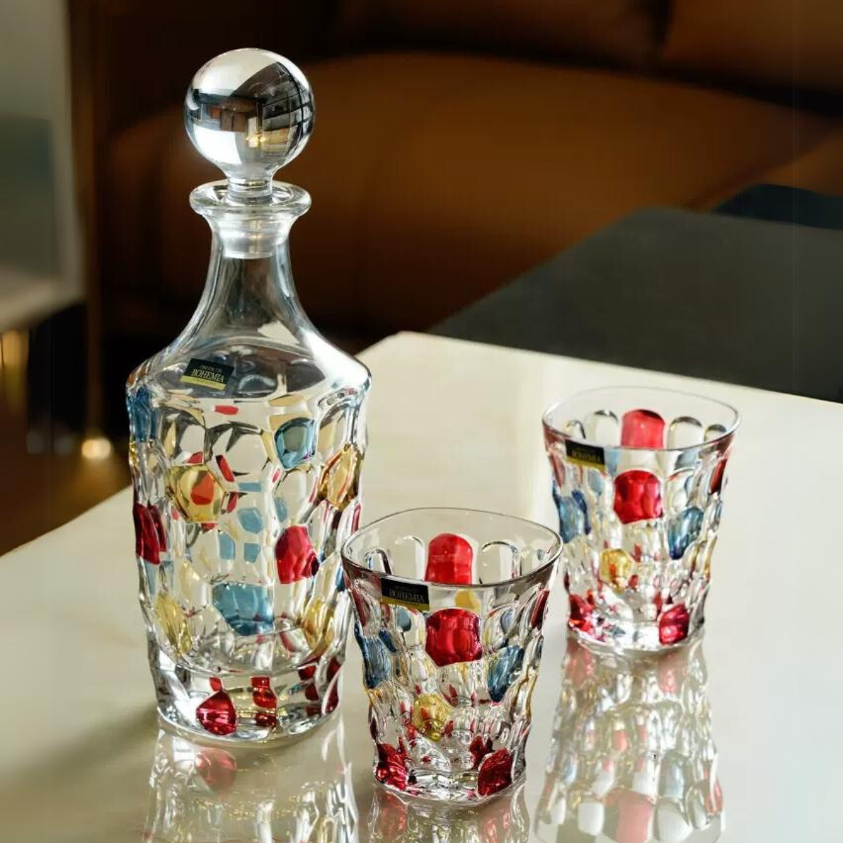 Bohemia Lisboa Eleganza Crystal Whisky Decanter Set