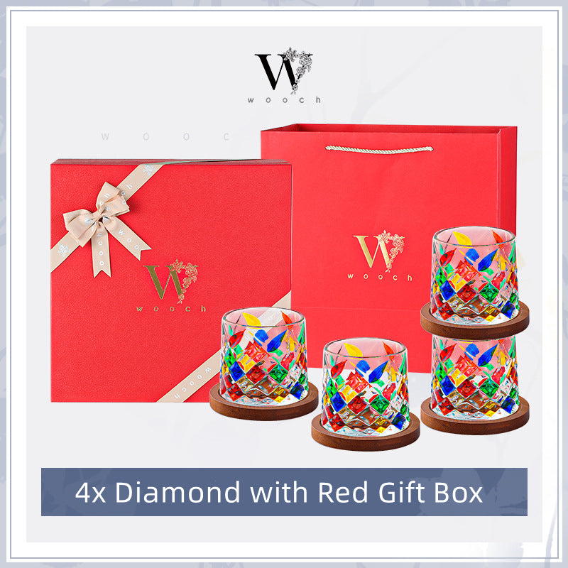 WOOCH Rotating Multi Color Stained Whisky Glass With Gift Box
