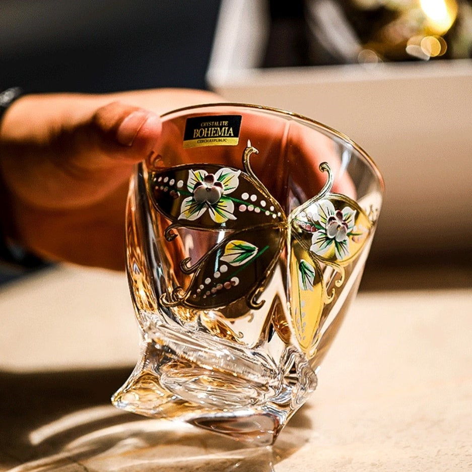 Bohemia Crystalite Butterfly Whisky Decanter Set