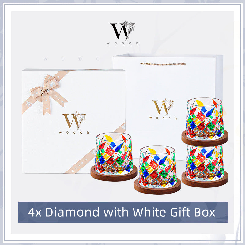 WOOCH Rotating Multi Color Stained Whisky Glass With Gift Box