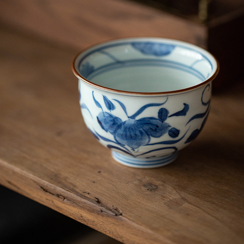 Hasami Ware Handcrafted Aizome Kusa-Hana Tea Cup Set of Five