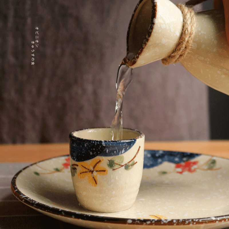 Japanese Sakura Sake Ceramic Flagon Sets