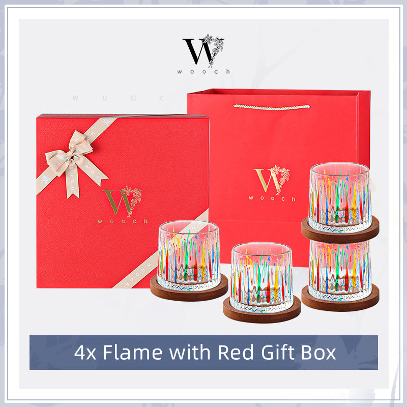 WOOCH Rotating Multi Color Stained Whisky Glass With Gift Box