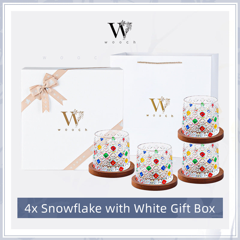 WOOCH Rotating Multi Color Stained Whisky Glass With Gift Box