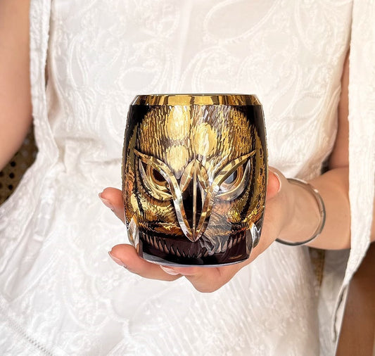 Edo Kiriko Owl Whiskey Glass-Limited Goglasscup