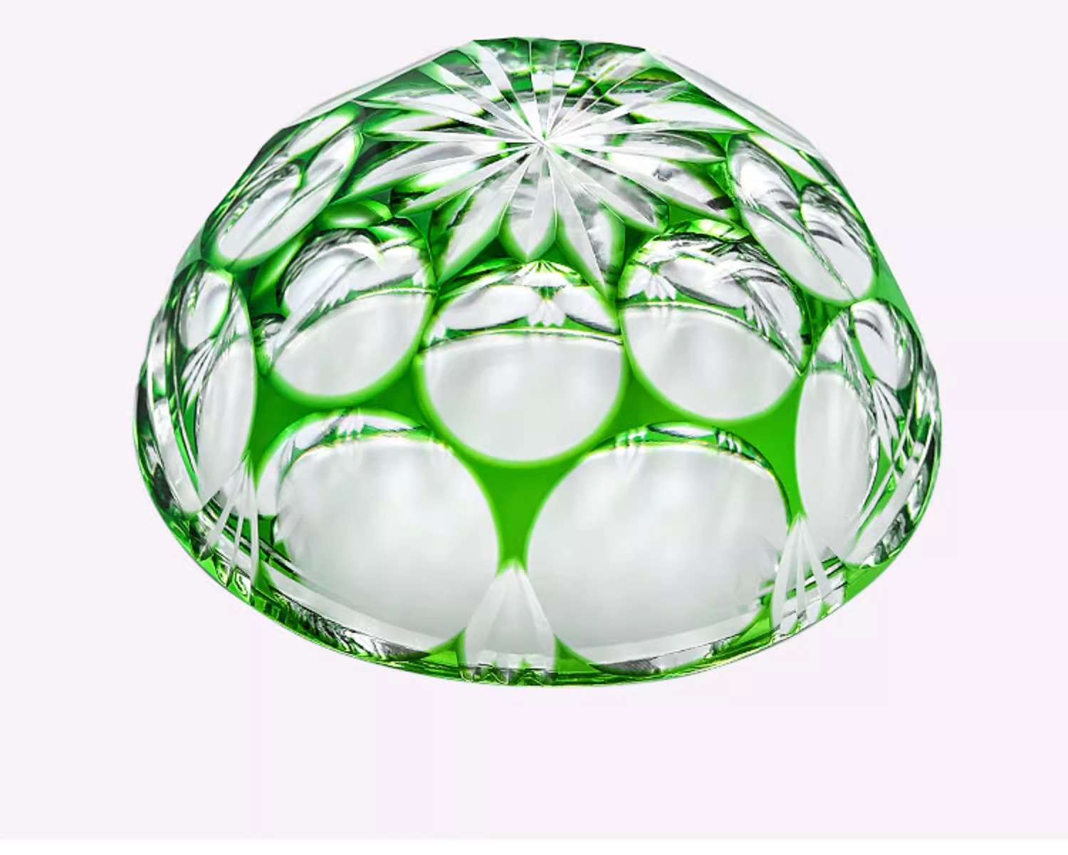 KAGAMI Edo Kiriko Wine Glass Jade Green Hydrangea - Goglasscup