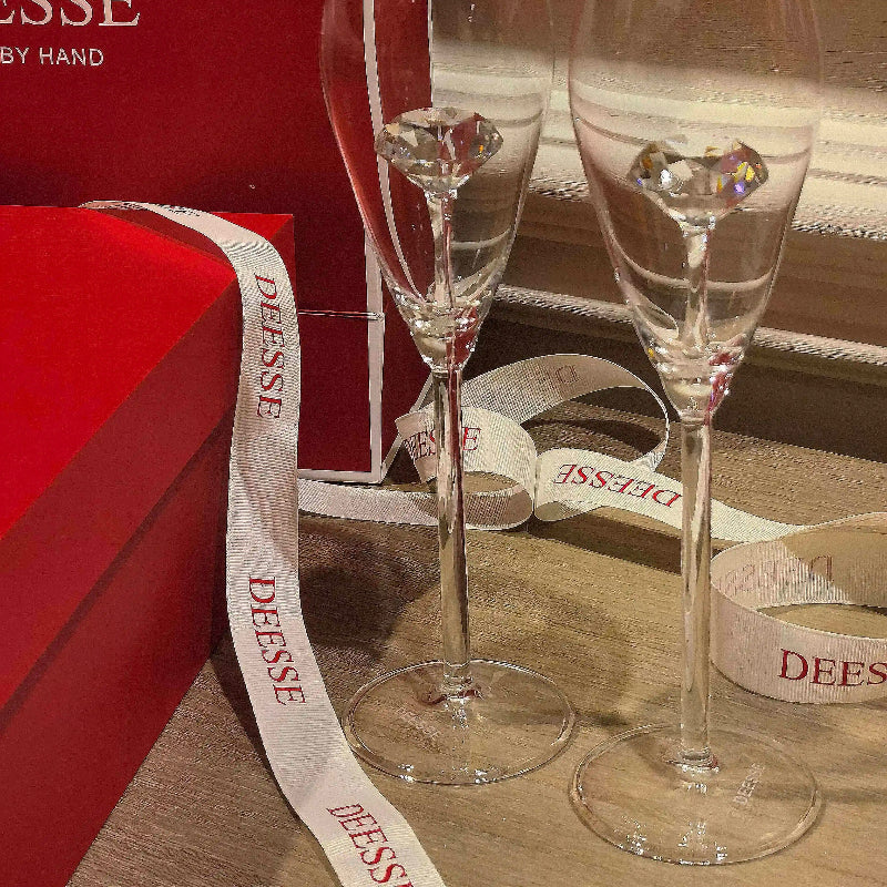 Diamond Champagne Flute Set of 2 Goglasscup