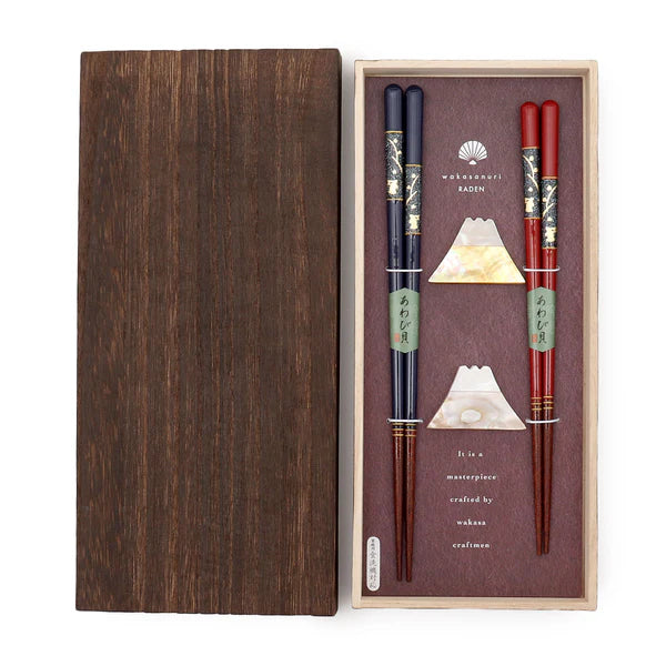 KAWAI Usagi Chirashi Japanese Handcrafted Wooden Chopsticks Wedding Gift Set