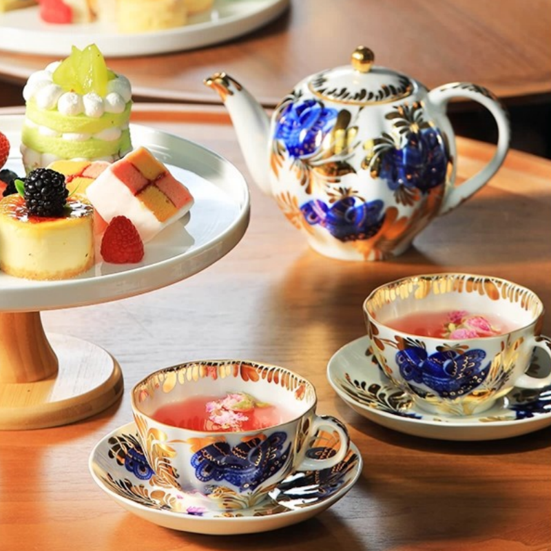 LOMONOSOV Golden Garden Coffee Cup – Premium Fine Ceramic English-Style Afternoon Tea Set