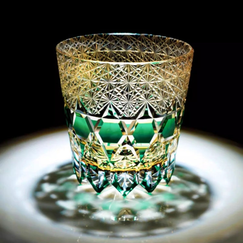Fluorite Edo Kiriko Crystal Whiskey Glasses