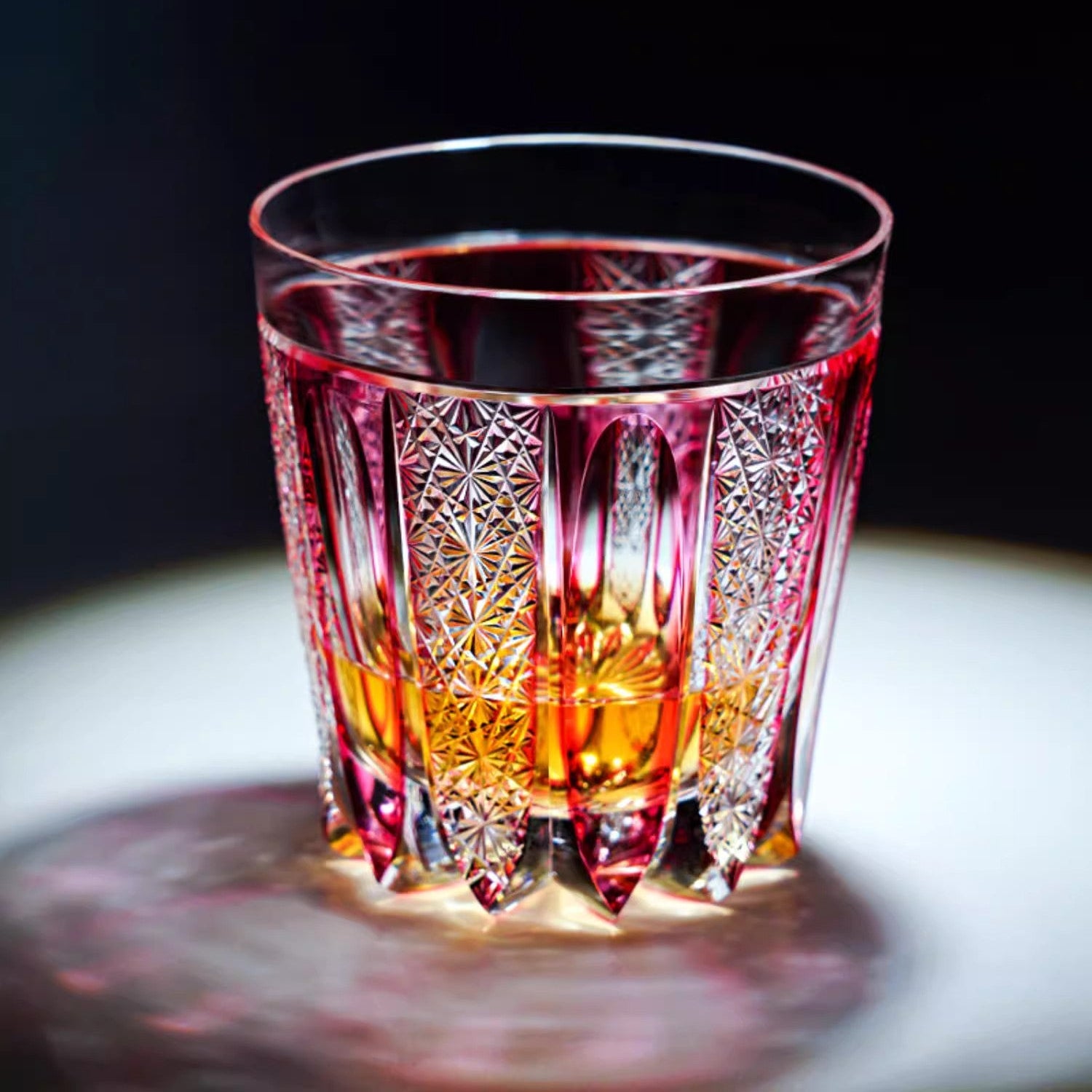 GoGlassCup Crimson Flame Edo Kiriko Whiskey Glass - Goglasscup
