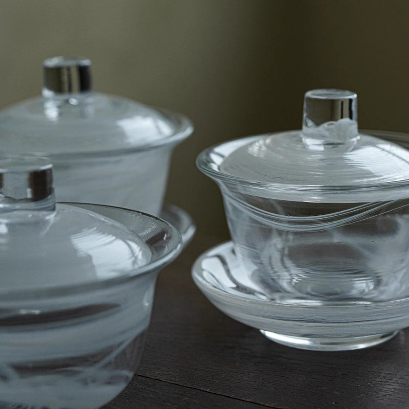 GoGlassCup White Transparent Cloud Cover Matte Frosted Tea Bowl Goglasscup