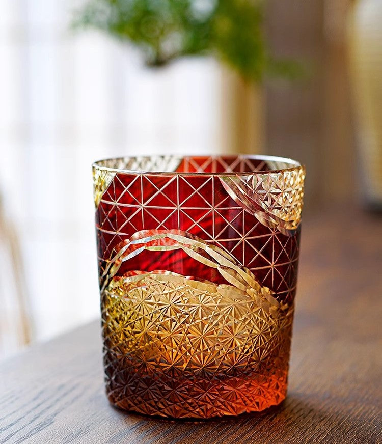GOGLASSCUP Landscape Japanese Edo Kiriko Glass GoGlassCup