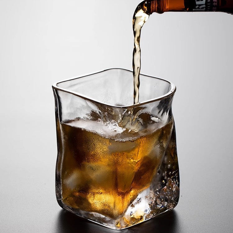 KAGAMI Edo Kiriko Whiskey Glass Hammer Pattern Rock Glass