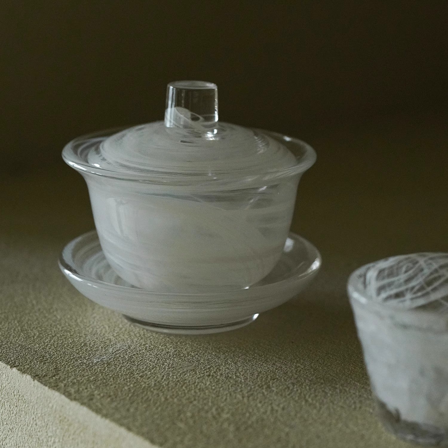 GoGlassCup White Transparent Cloud Cover Matte Frosted Tea Bowl Goglasscup