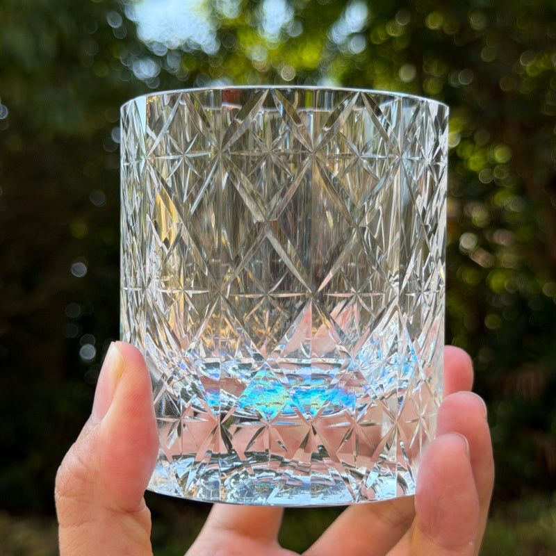 Edo Kiriko Handcrafted Hoshikage Iridescent Crystal Whisky Glass With