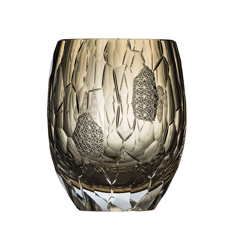 GOGLASSCUP Ice Crack Chrysanthemum Pattern Whiskey Glass - Goglasscup