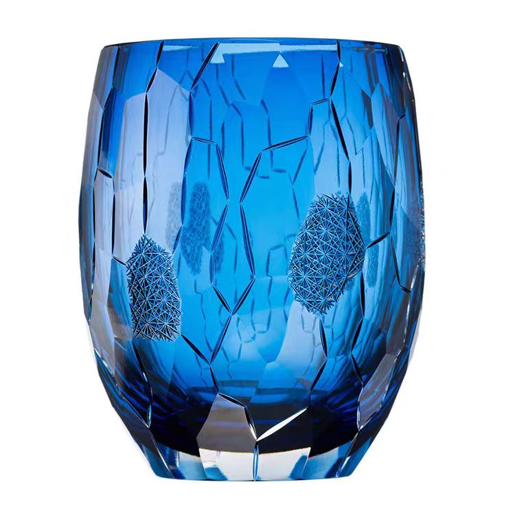 GOGLASSCUP Ice Crack Chrysanthemum Pattern Whiskey Glass