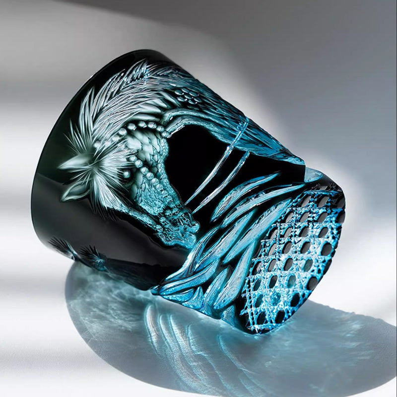 Edo Kiriko Handcrafted Tanma Whisky Glass With Wooden Box