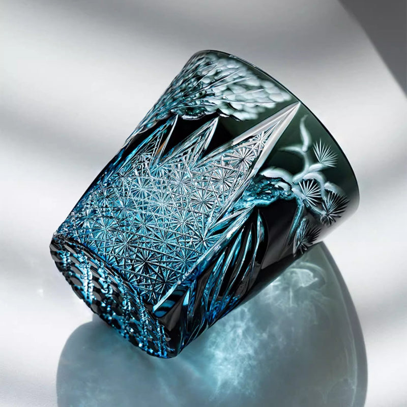 Edo Kiriko Handcrafted Tanma Whisky Glass With Wooden Box