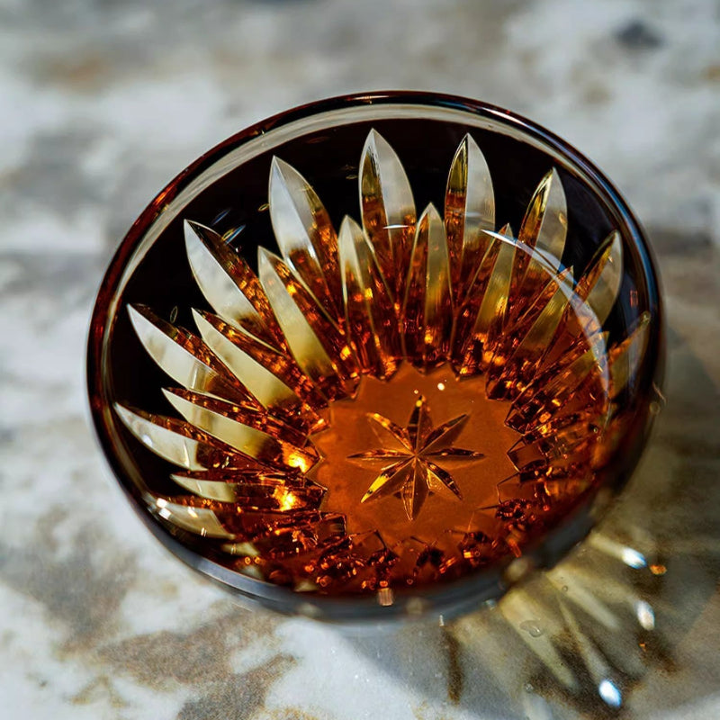 GOGLASSCUP Edo Kiriko Crystal Lotus Glasses GoGlassCup