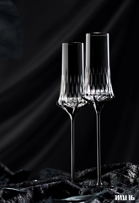 Black Cupid Champagne Flutes Wedding Gift Crystal Goblet Gift Box