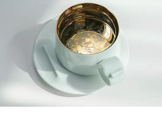 Iris & Magnolia Couple Mugs - Ceramic Coffee Cups, Wedding Gift Set with Gift Box