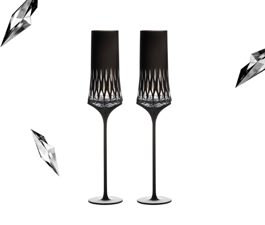 Black Cupid Champagne Flutes Wedding Gift Crystal Goblet Gift Box