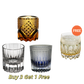 Buy 3 Get 1 Free: Edo Kiriko Handcrafted Whiskey Glass Set | Includes Purple Cloud, Dark Knight, Starry Night & Gift (Amber Celestial)