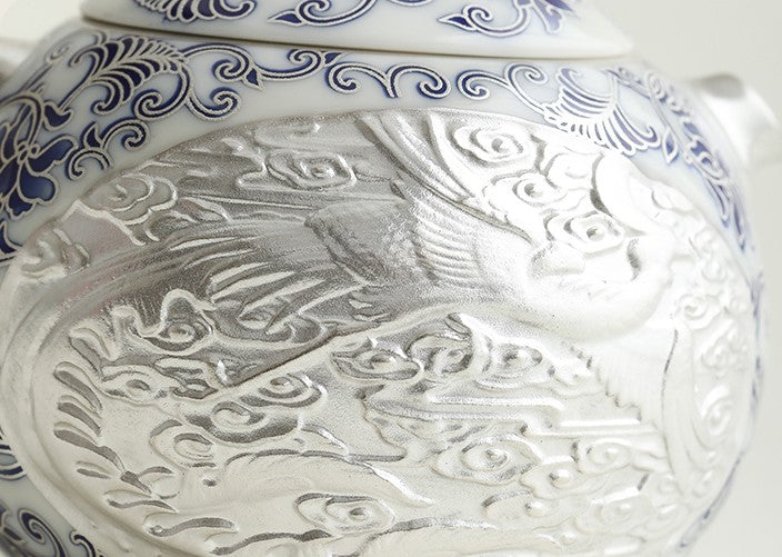 Forbidden City Silver Gilt Lotus Pattern Tea Set