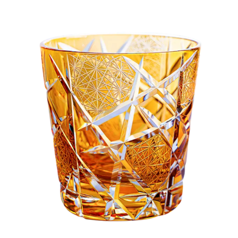 GoGlassCup Edo Kiriko Whiskey Glass Lightning with Wooden Box - Goglasscup