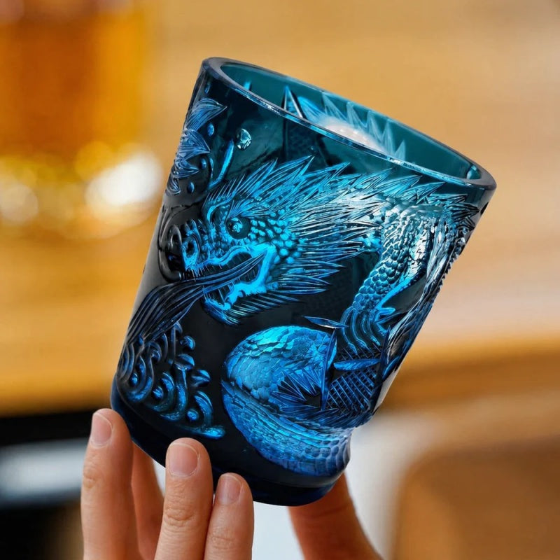 Edo Kiriko Handcrafted Ryujin Asanoha Whisky Glass