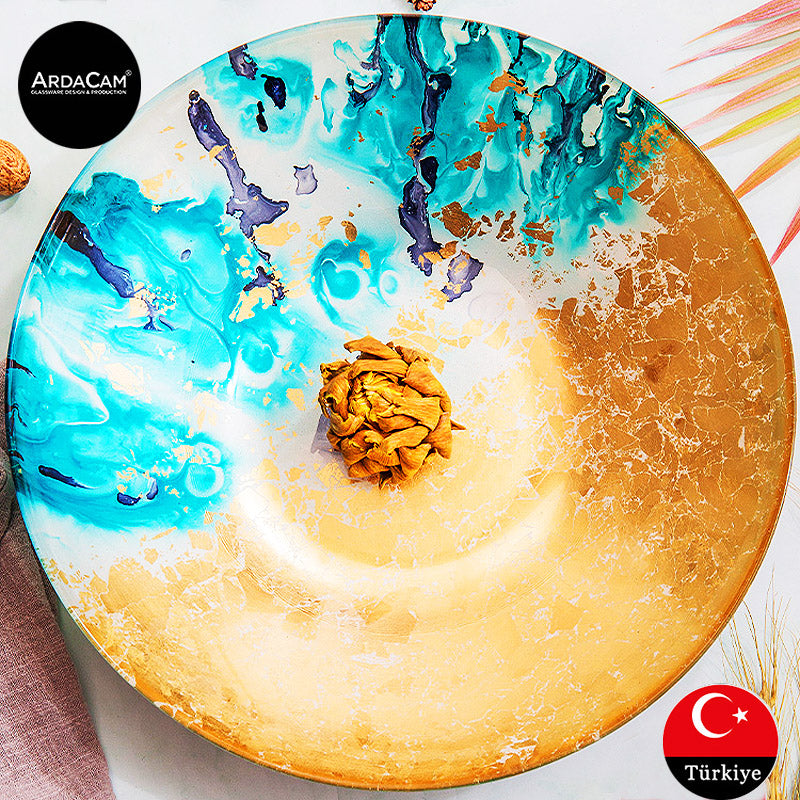ARDACAM gold foil glass fruit bowl view 3