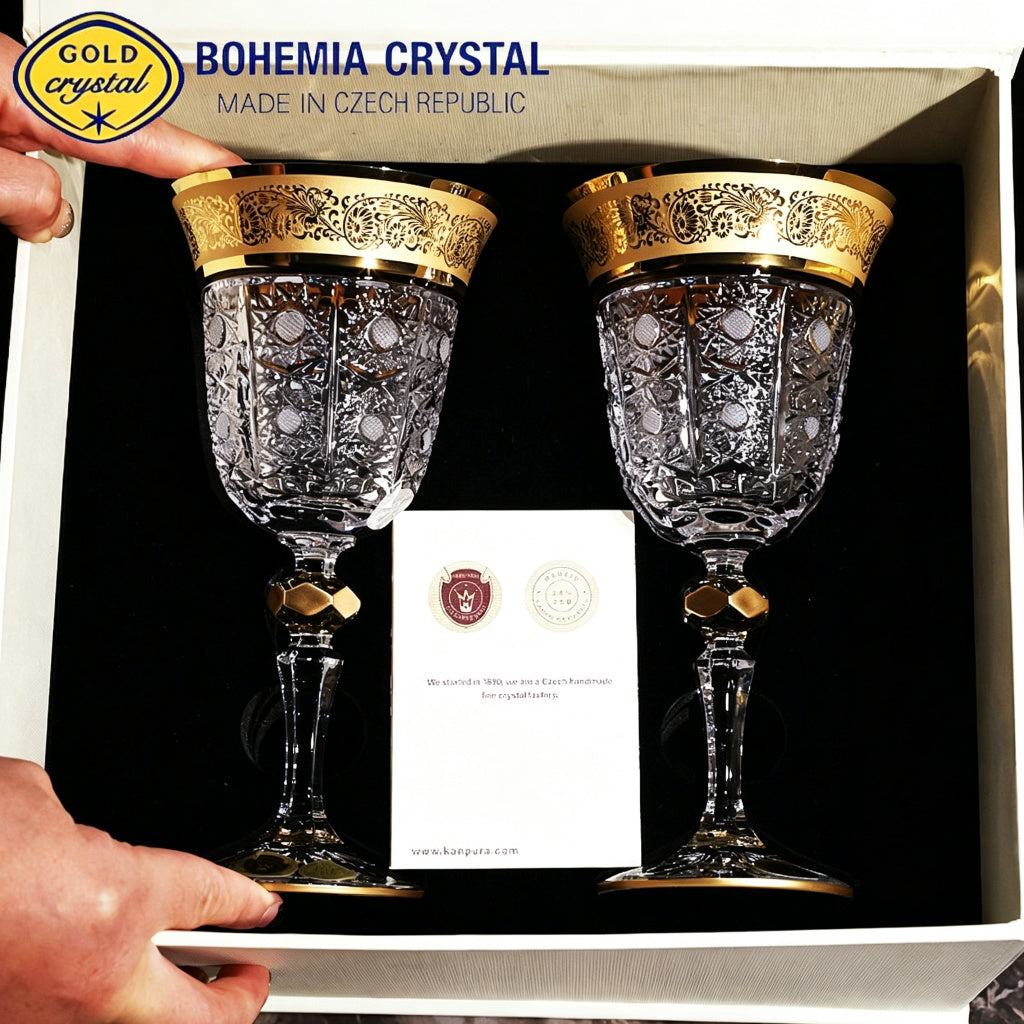 Bohemia Hand-Gilded Crystal Champagne Flute 150ml Set of 2