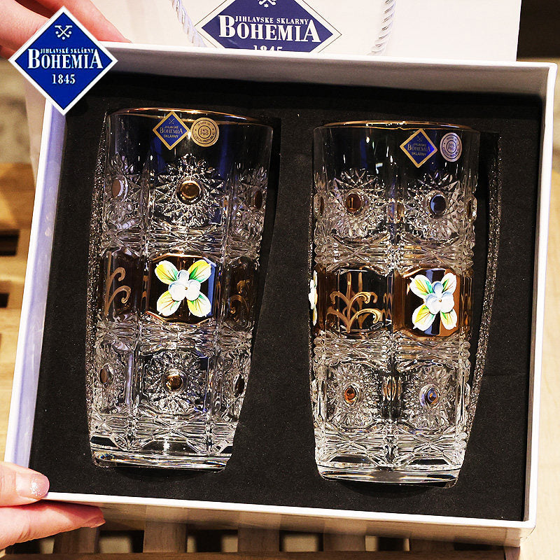 Bohemia Enamel Flower Crystal Tumbler 350ml