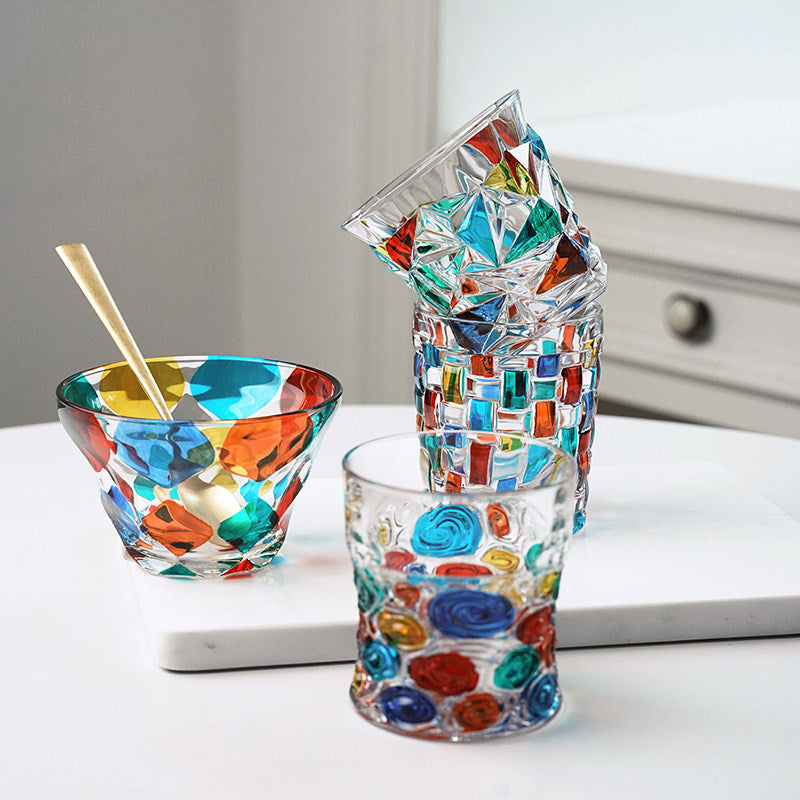 ZECCHIN Colored Glass Whiskey Mosaic Glasses