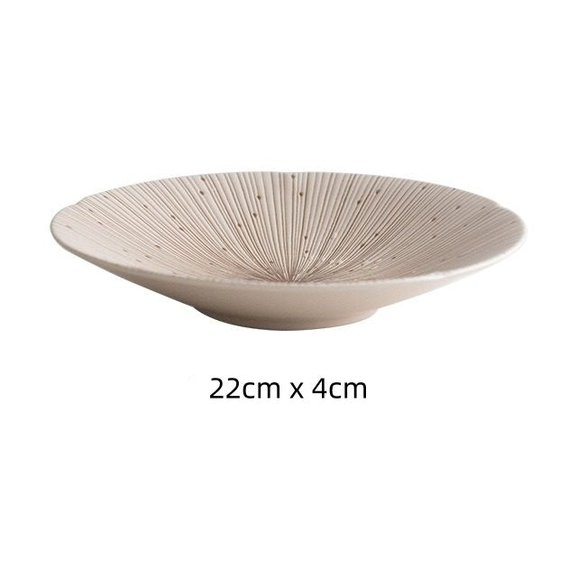 Handcrafted Japanese Mino Ware Ceramic Wrinkled Plates