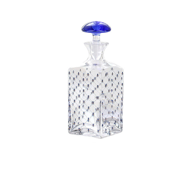 LOMONOSOV Cobalt Blue Checkered Crystal Champagne Flutes