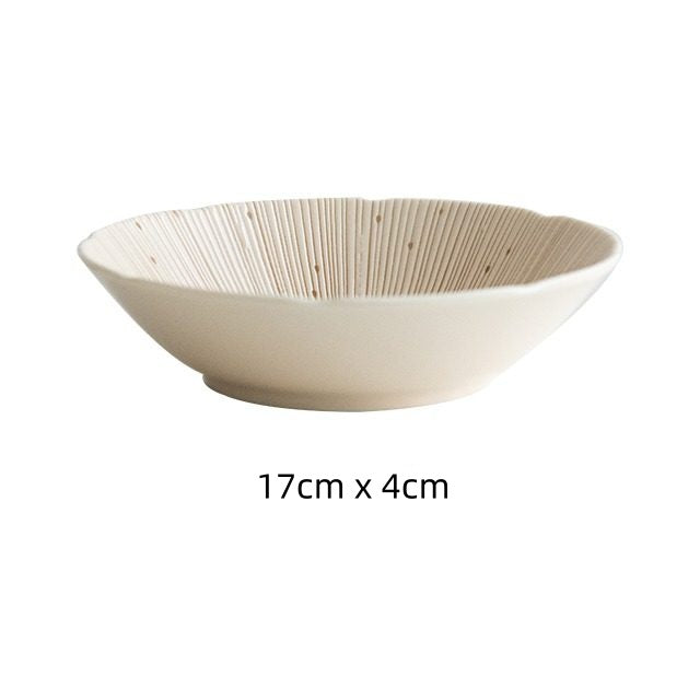 Handcrafted Japanese Mino Ware Ceramic Wrinkled Plates