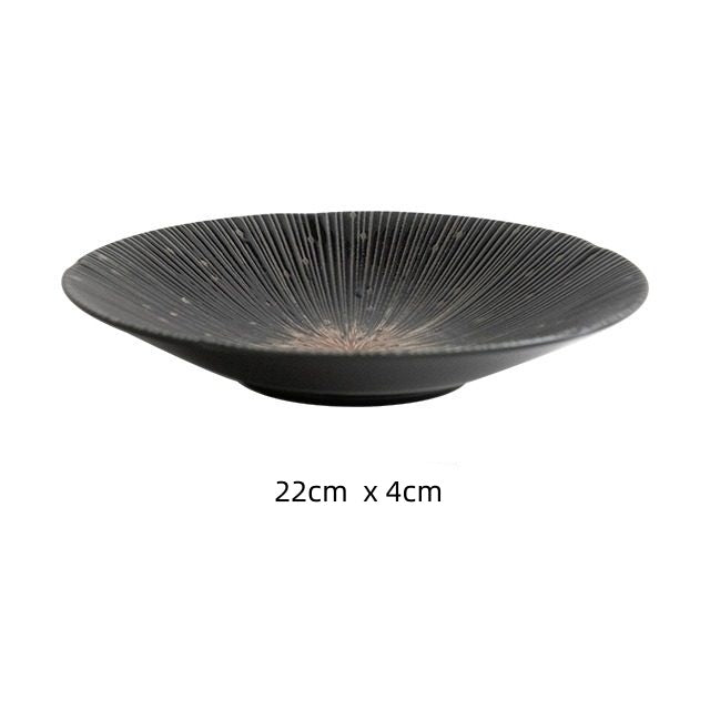 Handcrafted Japanese Mino Ware Ceramic Wrinkled Plates