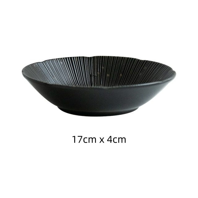 Handcrafted Japanese Mino Ware Ceramic Wrinkled Plates