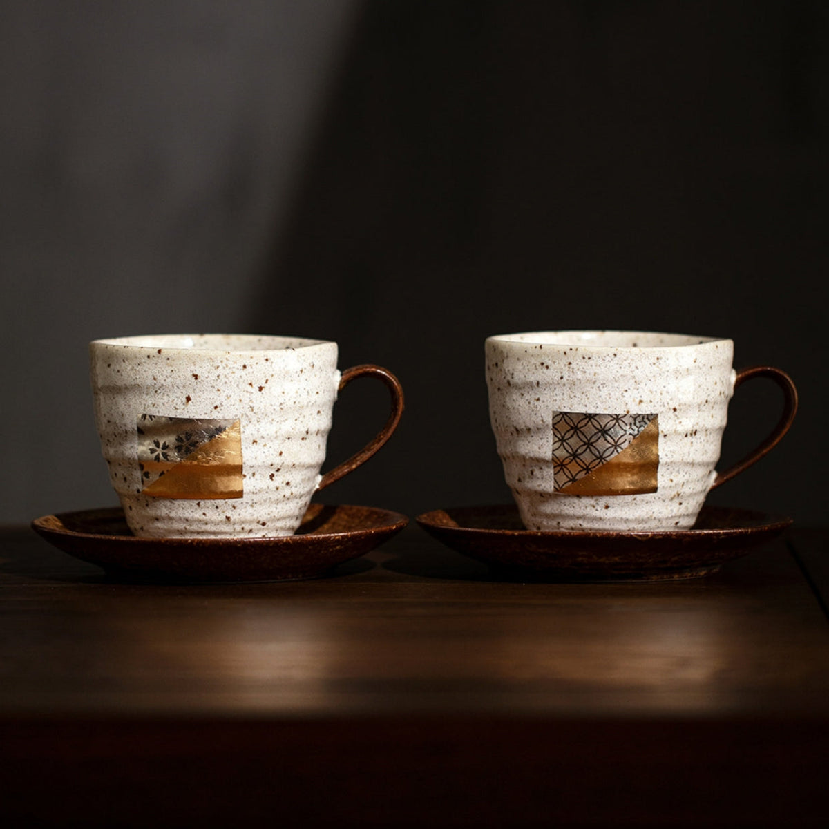 Shushi Gold And Silver Foil Ceramic Mug Pair