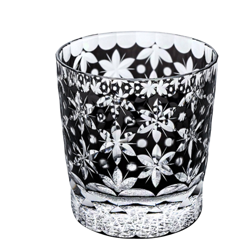 KAGAMI Edo Kiriko Sakura Snow Whiskey Glass