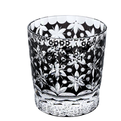 KAGAMI Edo Kiriko Sakura Snow Whiskey Glass