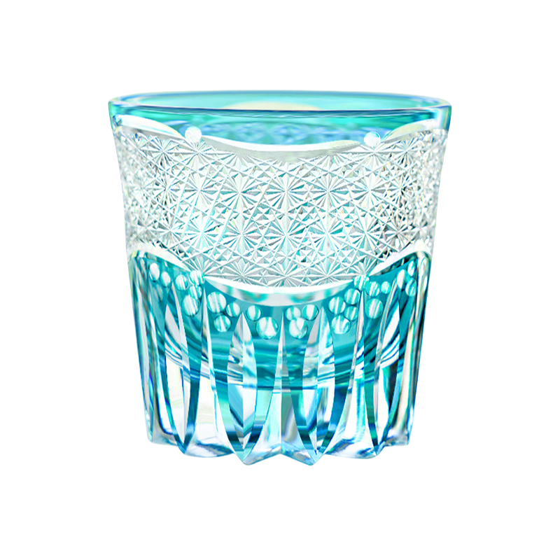 Golden Chrysanthemum Spray Edo Kiriko Whiskey Glass Goglasscup