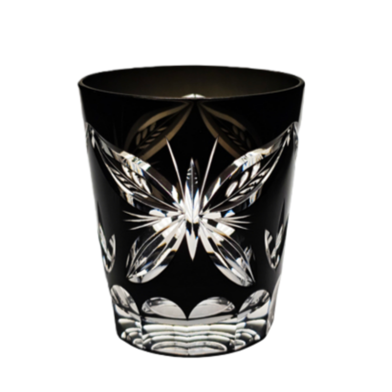Black Butterfly Crystal Whiskey Glass