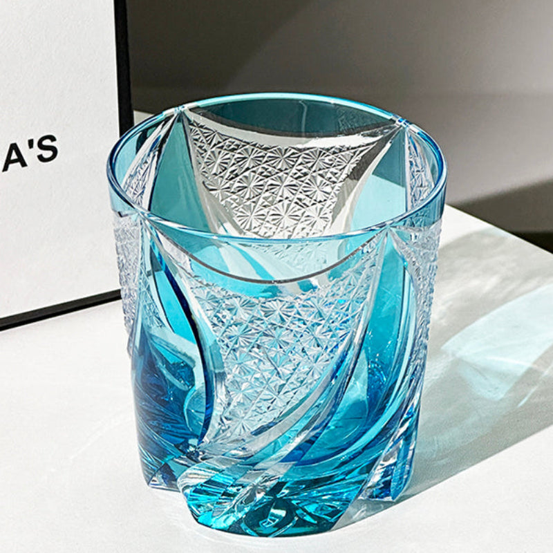 VIANASA'S Blue Realm Edo Kiriko Whiskey Glass GoGlassCup