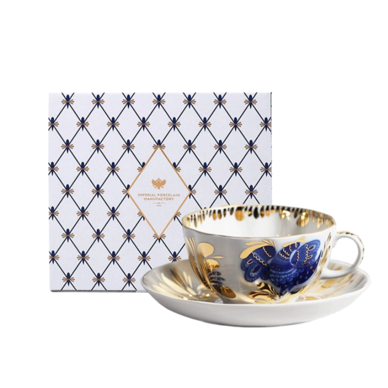LOMONOSOV Golden Garden Coffee Cup – Premium Fine Ceramic English-Style Afternoon Tea Set