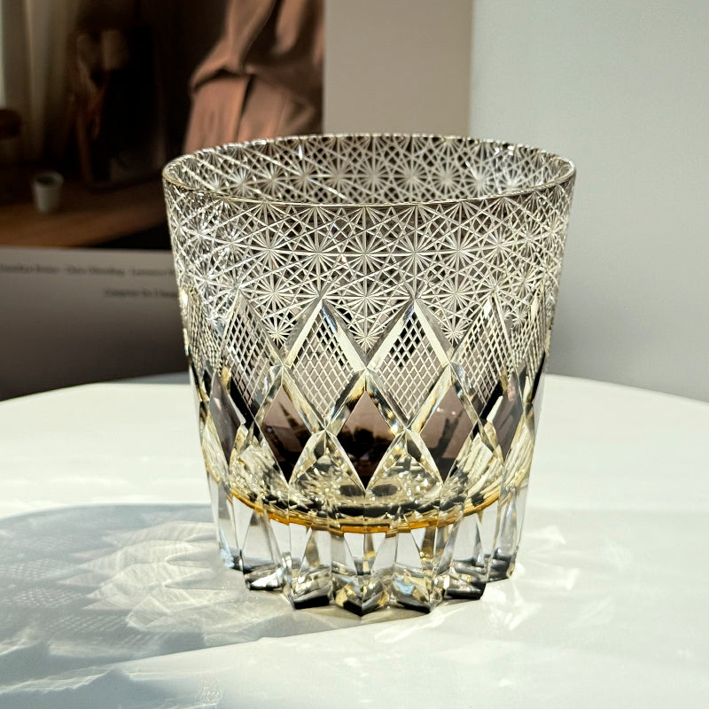 Edo Kiriko Whiskey Glass-Star Shield GoGlassCup