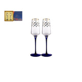 LOMONOSOV Cobalt Blue Checkered Crystal Champagne Flutes - Goglasscup